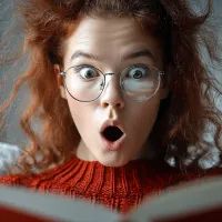 Девушка удивляется, арт