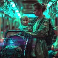 Мама с ребенком в метро