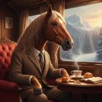 Лошадь едет в поезде