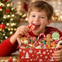 Ребёнок ест сладости