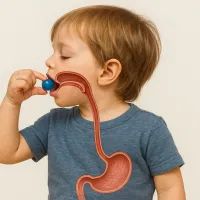 Ребенок проглатывает гелевый шарик