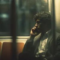 Мужчина в метро, арт