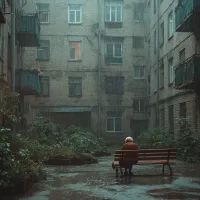 Бабушка на улице, арт