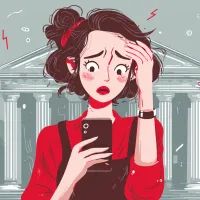 Девушка не может перевести деньги, арт