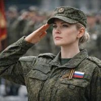 Женщина-военнослужащая отдаёт честь 