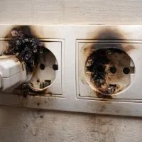 Поврежденные розетки с обугленными рамками