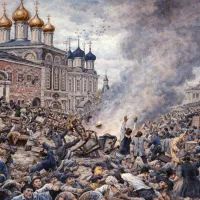 Чумной бунт. Акварель Эрнеста Лисснера, 1930-е годы