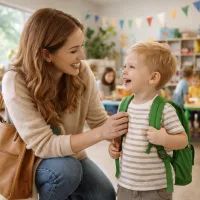 Мама забирает ребёнка из сада