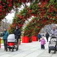 Люди гуляют в Сокольниках