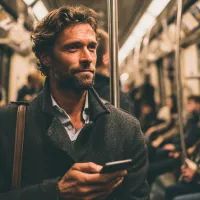 Мужчина в метро, арт