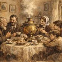 Тёплый ужин с самоваром