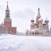 Заснеженный Красный площадь Москвы