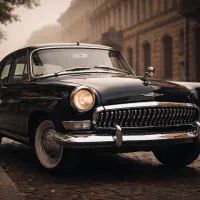 Винтажная ГАЗ-21 на утренней улице