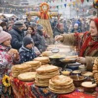 Масленица на улицах зимой