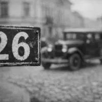 Знак скорости 26 на фоне города