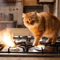 Кот на газовой плите