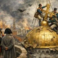 Французские солдаты на колокольне Кремля