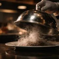 Поднятая крышка с паром