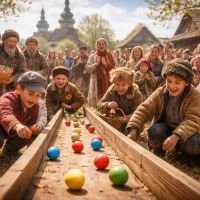 Традиционная пасхальная игра в деревне