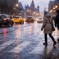 Скользкий утренний переулок в Москве