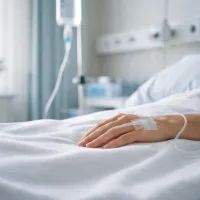 Рука пациента в больничной палате