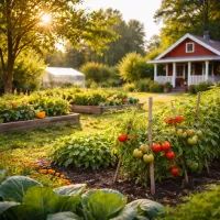 Солнечный сад с уютным домиком