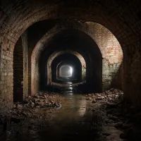 Тёмный туннель с тусклым светом