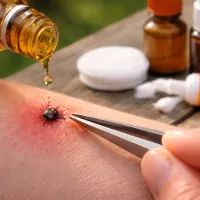 Удаление клеща с воспаленной кожи