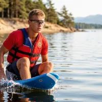 Мужчина катается на сапборде