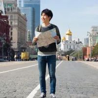 Турист из Японии в Москве