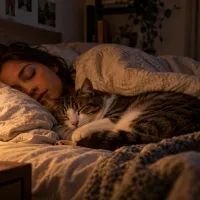 Кошка спит