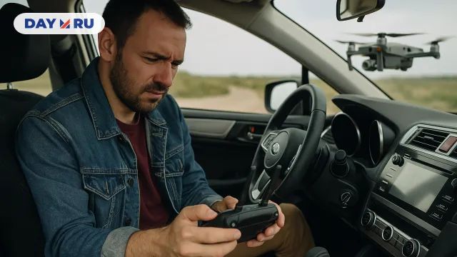 Водитель учится управлять беспилотником