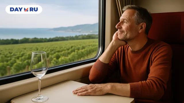 Человек ездит в поезде