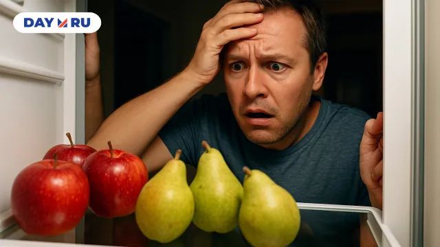 Яблоки и груши в холодильнике