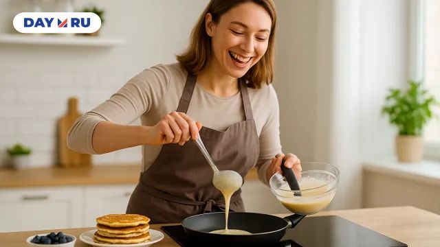 Женщина готовит ПП-оладьи