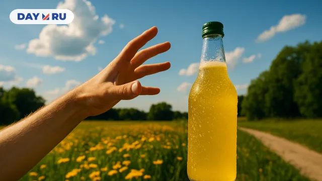 Рука тянется к бутылке с лимонадом