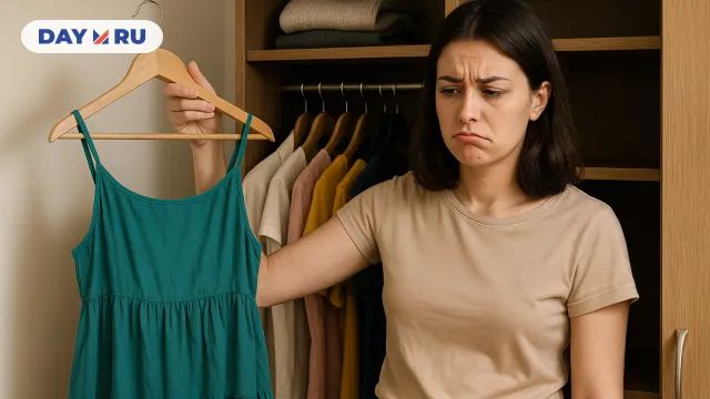 Женщина недовольна гардеробом