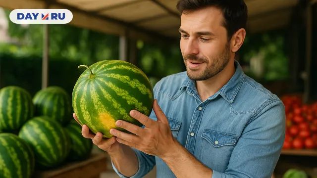 Человек выбирает арбуз