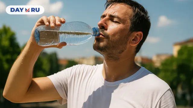 Человек пьет воду