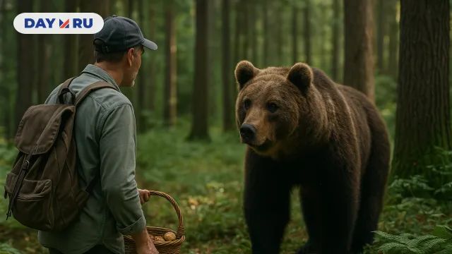 Человек встретился с медведем