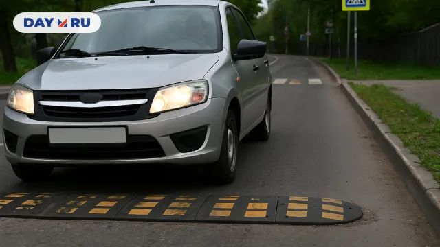 Лежачий полицейский и автомобиль