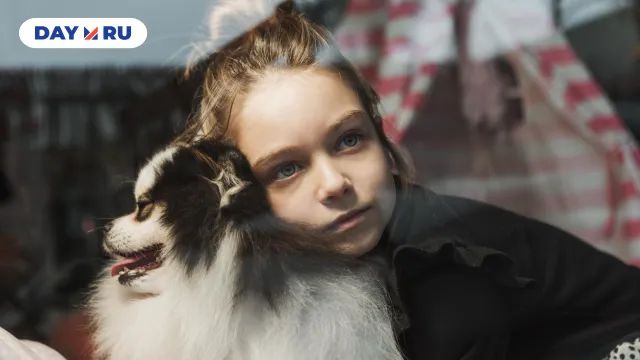 грустная девочка с собакой