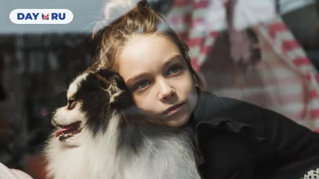 грустная девочка с собакой