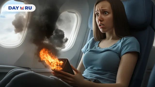 Девушка с горящим пауэрбанком