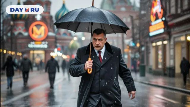 мужчина под дождем