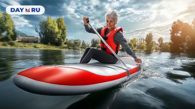 Бабушка на сапборде Бабушка на сапборде