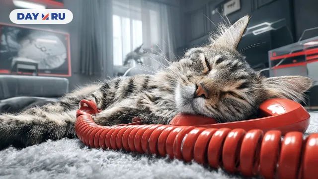 Кот с телефоном Кот с телефоном