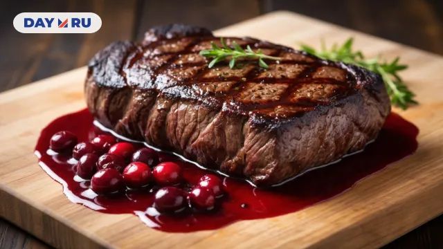 Мясо, клюквенный соус