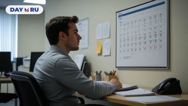 Мужчина, офис, календарь