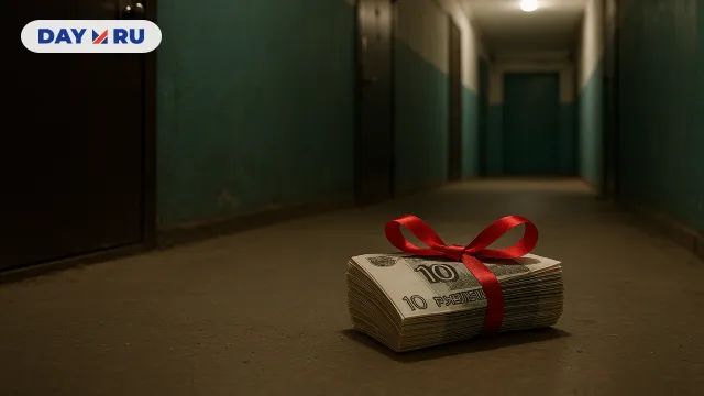 Сверток из 10-рублёвых купюр 